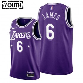 Camiseta Niños Los Angeles Lakers LeBron James 6 Nike 2021-22 City Edition Throwback 60s Swingman